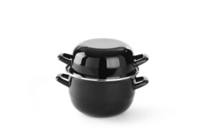 Tegame smaltato per mitili - con coperchio