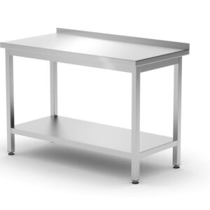 Tavolo a parete con ripiano – bullonato, profondità 600 mm