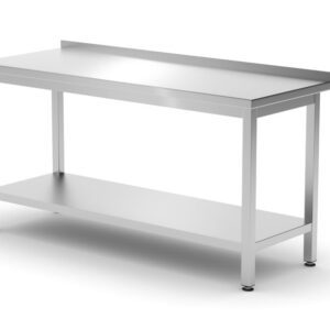 Tavolo a parete con ripiano – bullonato, profondità 600 mm