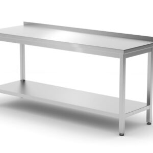 Tavolo a parete con ripiano – bullonato, profondità 600 mm