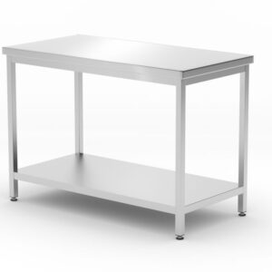 Tavolo centrale con ripiano – bullonato, profondità 600 mm