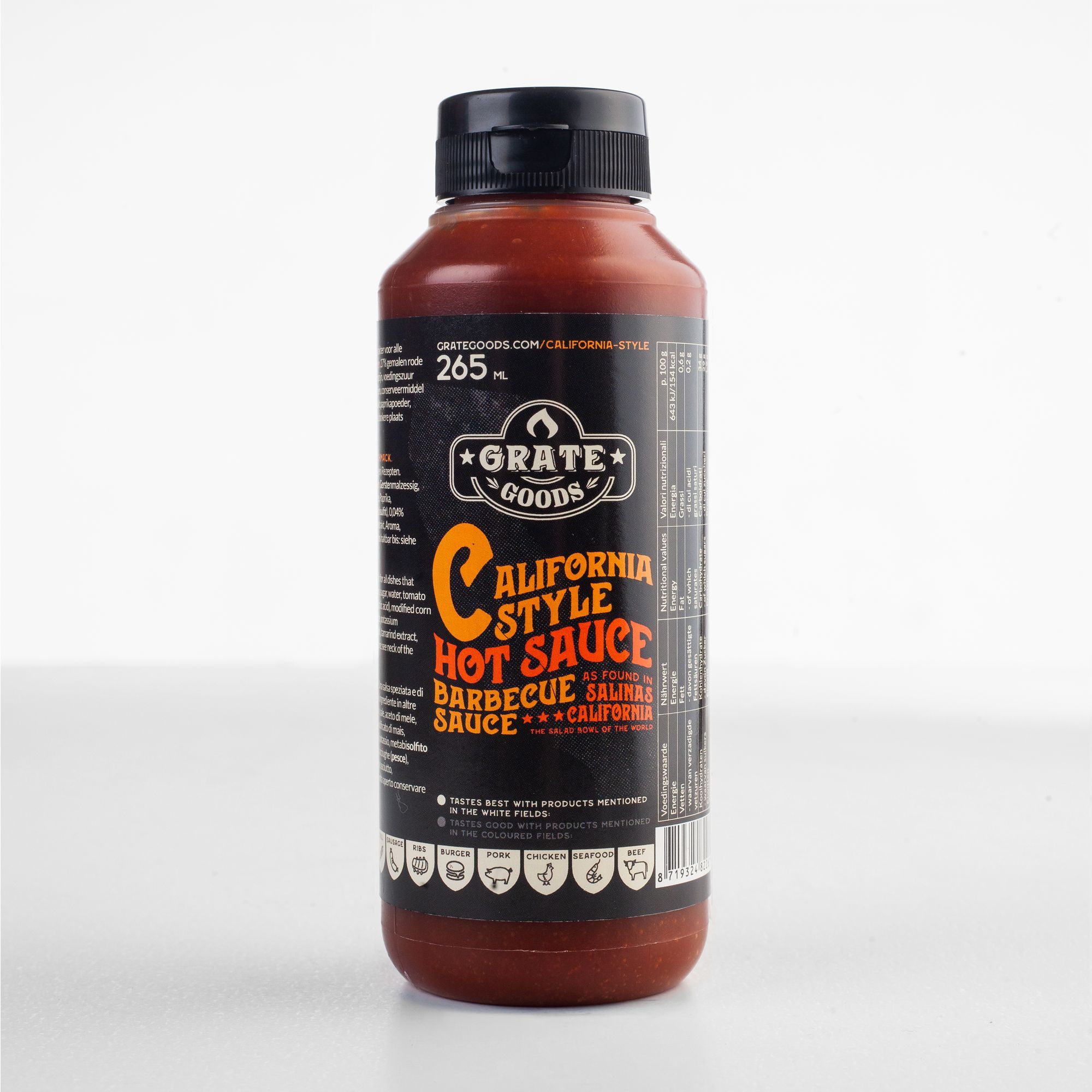 Salsa Barbecue California Hot piccante per pesce, crostacei e molluschi - 265ml