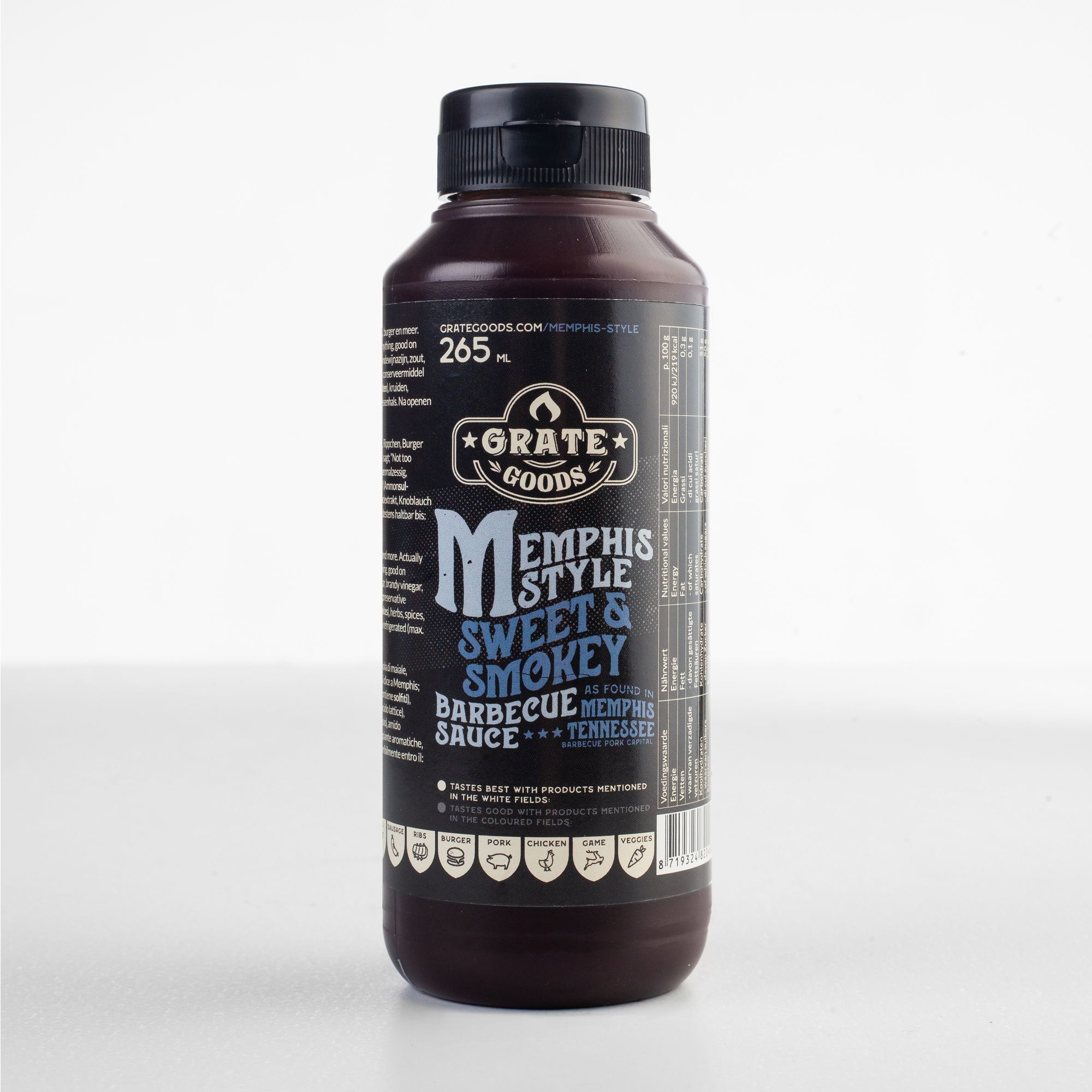 Salsa Barbecue Memphis Sweet & Smokey dolce per hamburger e costine - 265ml
