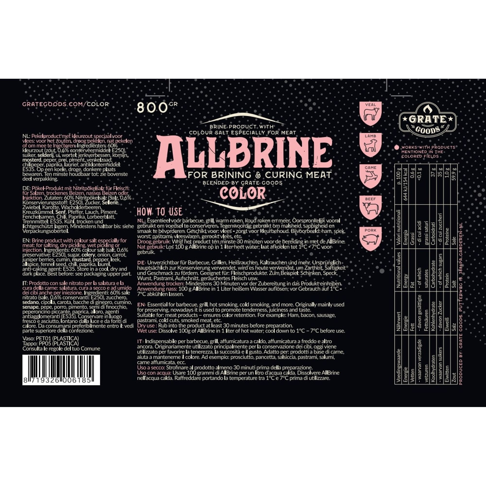 Salamoia Allbrine Color per conservare il colore della carne - 800ml
